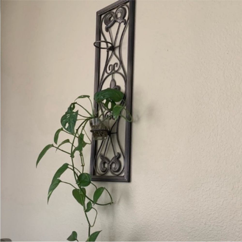 Decorative Metal Wall Sconce with Plant Holder